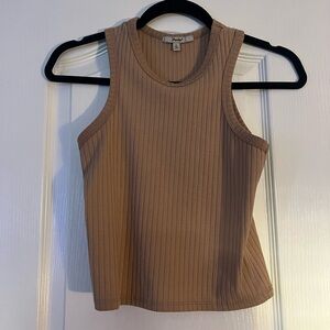 Tan textured papaya tank top